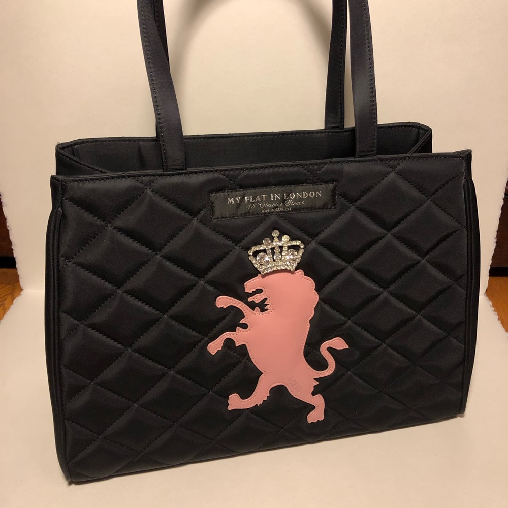 My Flat in London black quilted tote